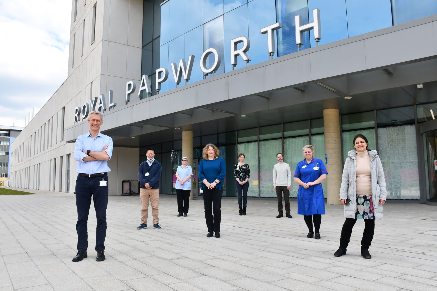 People stood outside Royal Papworth Hospital