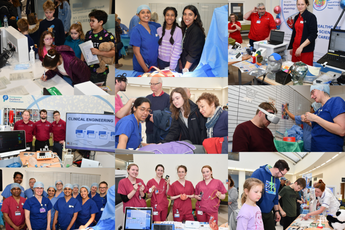 A collage of photos from the 2024 friends and family open day. There are staff smiling, kids enjoying themselves and lots of different activities taking place